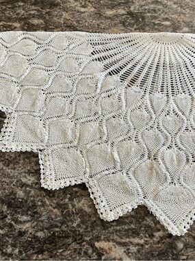 Vintage Handmade Crochet Tabletop Accent in Ivory
